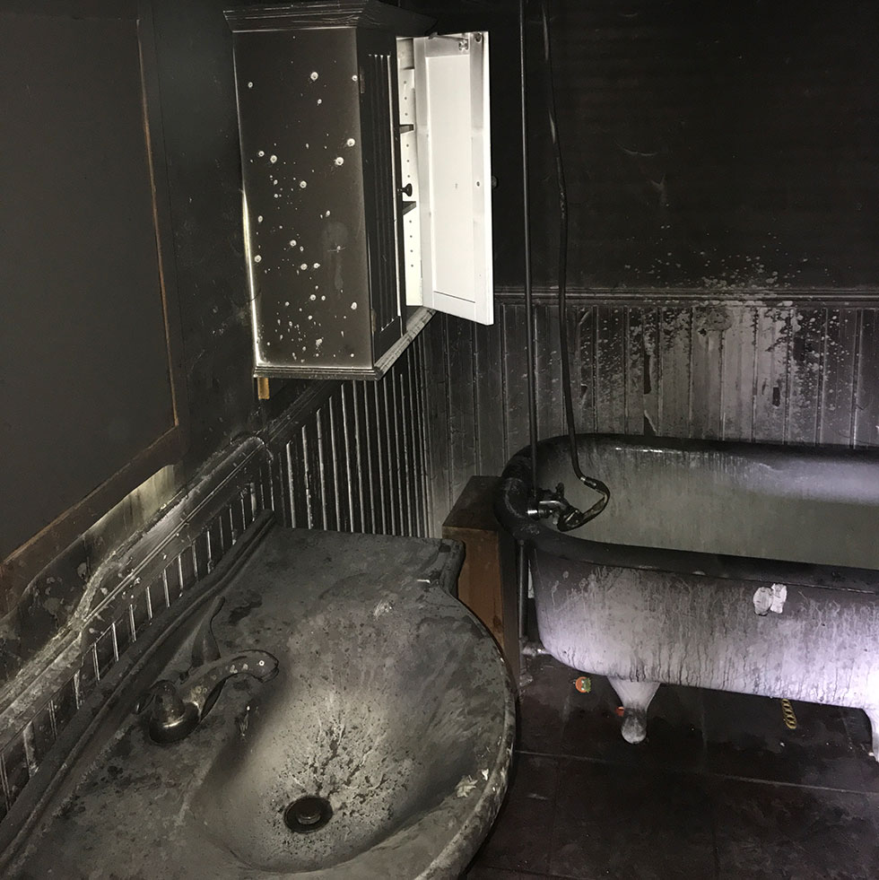 burnt bathroom 