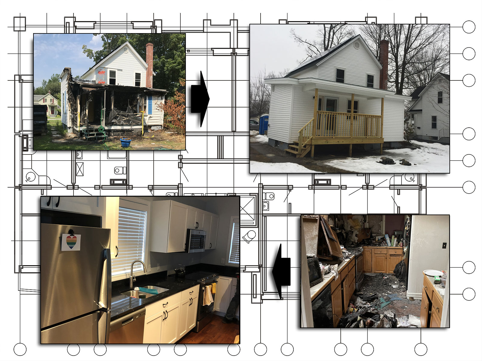 before and after house fire